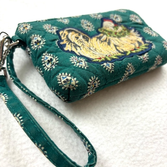 Vera BradleyGreen Paisley Embroider Rooster Inner Lined Penguin Wristlet Wallet - Picture 2 of 14
